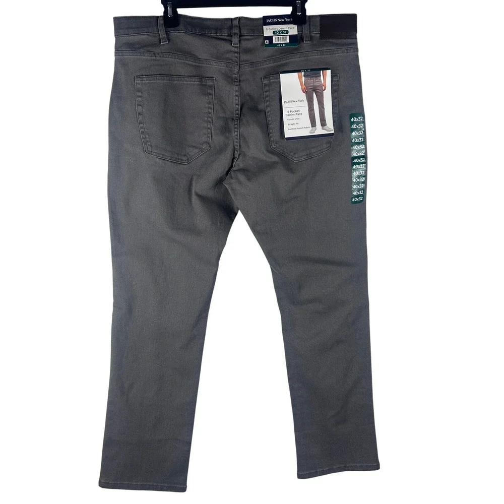JACHS New York Mens Straight Fit 5 Pocket Denim Pant Grey 40x32 S26A-128-VES NWT